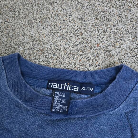 Vtg 90s Og NAUTICA Leaves Wraparound Graphic Colorblock Athletic Tee Shirt XL - Picture 5 of 7